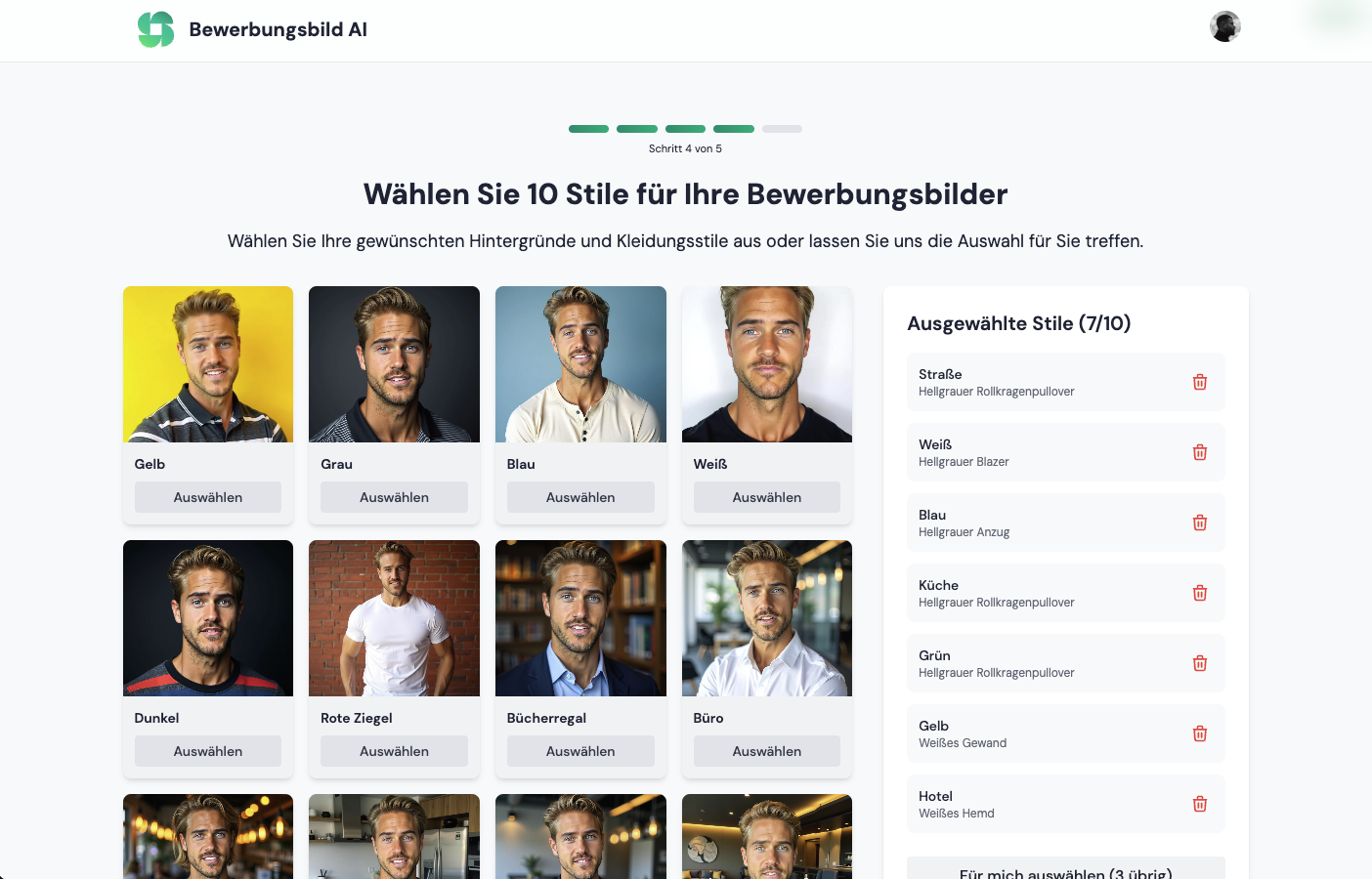 Style selection example